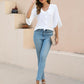 Womens Dressy Casual Blouses 3/4 Sleeve V Neck Ruffle Tops Business Ladies Summer Trendy Fashion Work Shirt