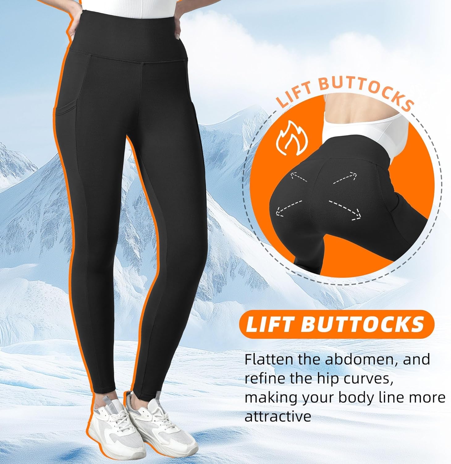 Fleece Lined Leggings for Women - High Waisted Workout Leggings for Women Running Exercise