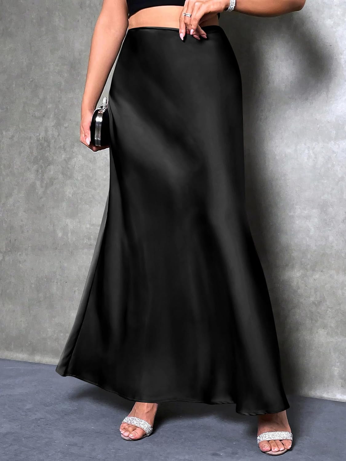 Women'S Satin Maxi Skirts Dressy Casual Zipped High Waisted Flowy Silk 2025 Fall Elegant Business Party Long Skirt