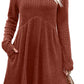 Long Sleeve Dress for Women Crew Neck Empire Waist Tunic Dress with Pockets