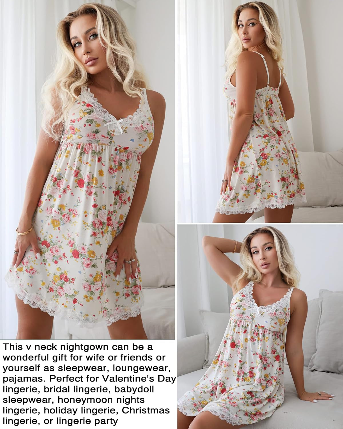Women Sexy Sleepwear Lace Chemise Nightgown Full Slip Babydoll Sleepwear